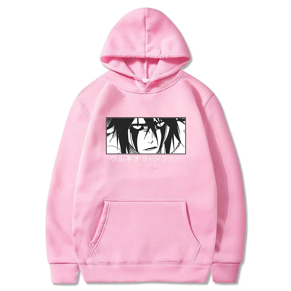 Japanese Anime Bleach Ulquiorra Cifer Manga Harajuku Hoodies Gothic Cartoon Streetwear Long Sleeve Casual Men Winter Sweatshirts