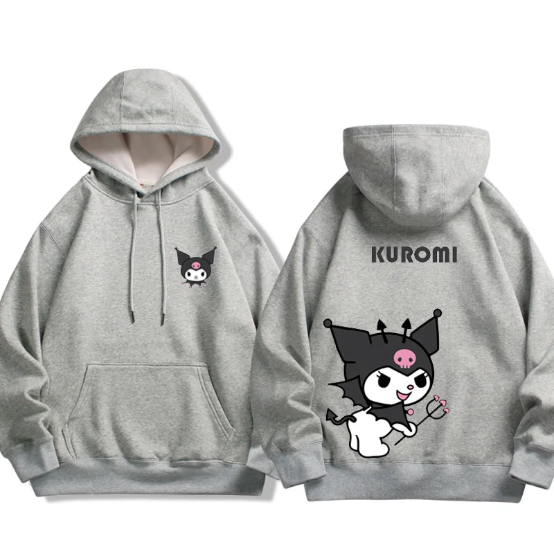 Spring and Autumn Sanrio Couple Sweatshirt Men's and Women's Kuromi Melody Cartoon Anime Hooded Dress Fashion Trend