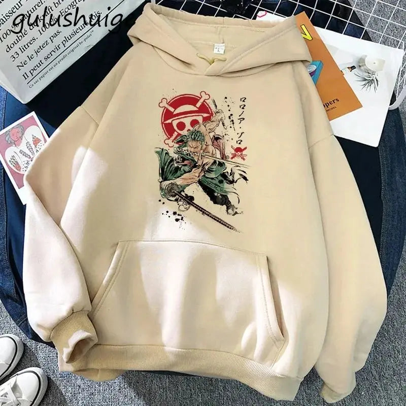 Manga One Piece Gear 5 Hoodie Roronoa Zoro Women Funny Cartoon Luffy Sweatshirts Ullzang Japanese Anime 90s Graphic Sweatshirt