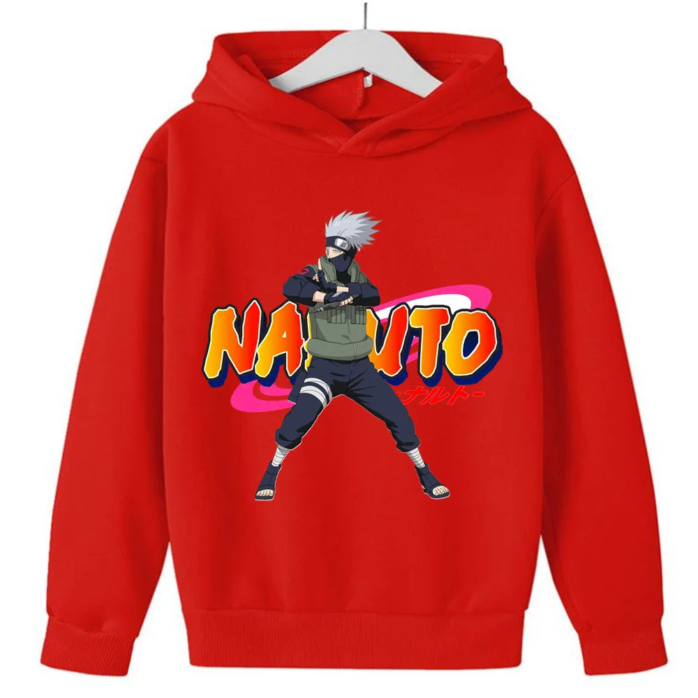 2024 New Japanese Anime Naruto Role-playing Costume Boy Hoodie Sweatshirt Hat Children's Top Harajuku Street Wear