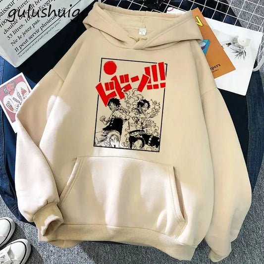 Manga One Piece Gear 5 Hoodie Roronoa Zoro Women Funny Cartoon Luffy Sweatshirts Ullzang Japanese Anime 90s Graphic Sweatshirt