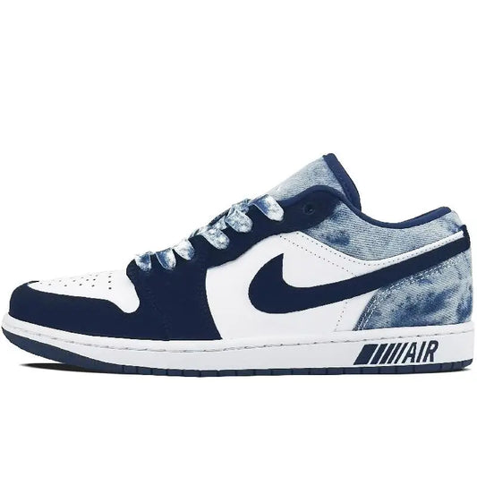 【Customize】Air Jordan 1 Vintage Basketball Shoes Men Low-top Navy Blue/white Sneakers shoes CZ8455-100