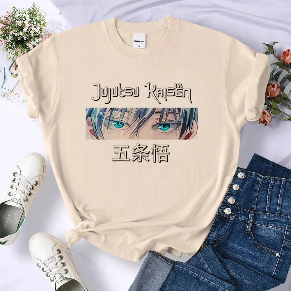 Gojo Satoru t-shirt Colorful kawaii Breathable Trendy women Psychedelic top tees kawaii anime Breathable University Grunge