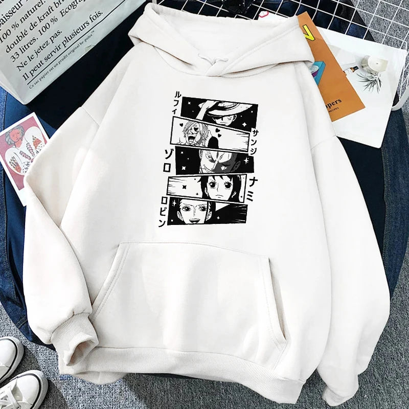 Japanese Anime 90s Graphic Sweatshirt Manga One Piece Gear 5 Hoodie Women Funny Loose Fleece Cartoon Luffy Ullzang Sweatshirts