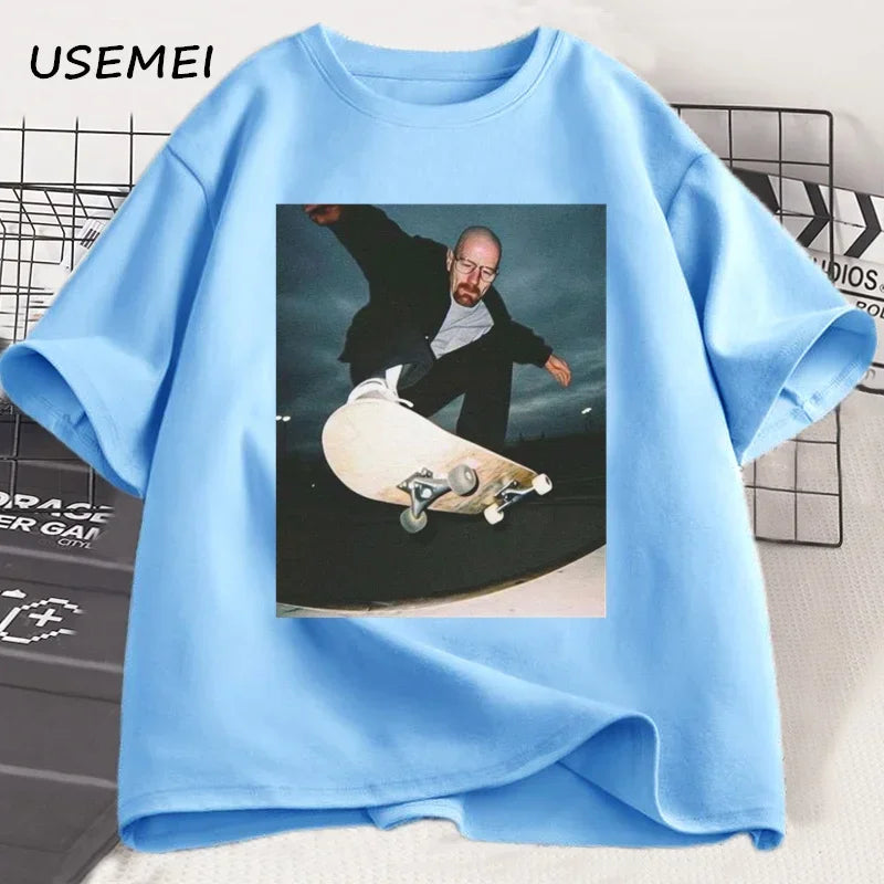 Breaking Bad Heisenberg T-shirts Man Walter White 90s Skate T-Shirt Woman and Man Unisex Graphic Printed T Shirt Cotton Tees