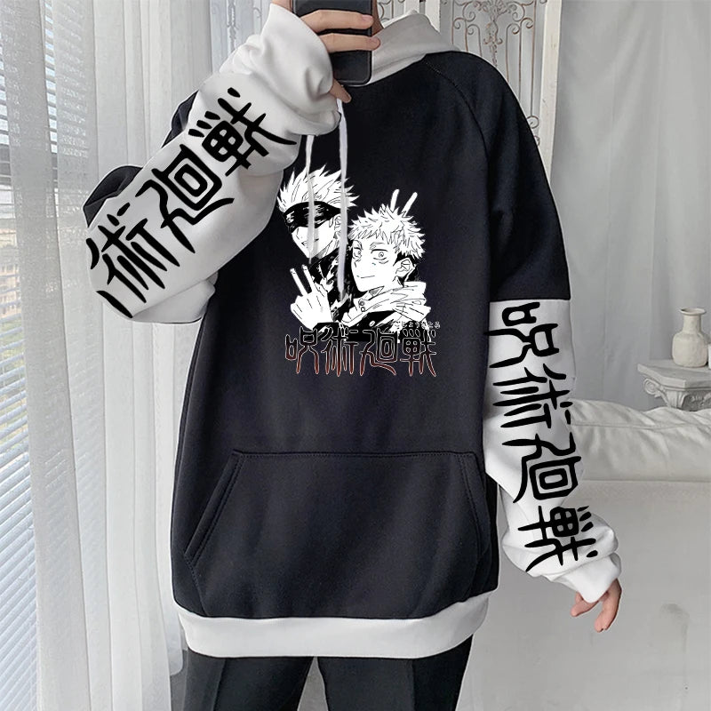 Harajuku Anime Jujutsu Kaisen Hoodies Funny Japan Manga Gojo Satoru\Itadori Yuji Print Winter Pullover Male Oversized Sweatshirt