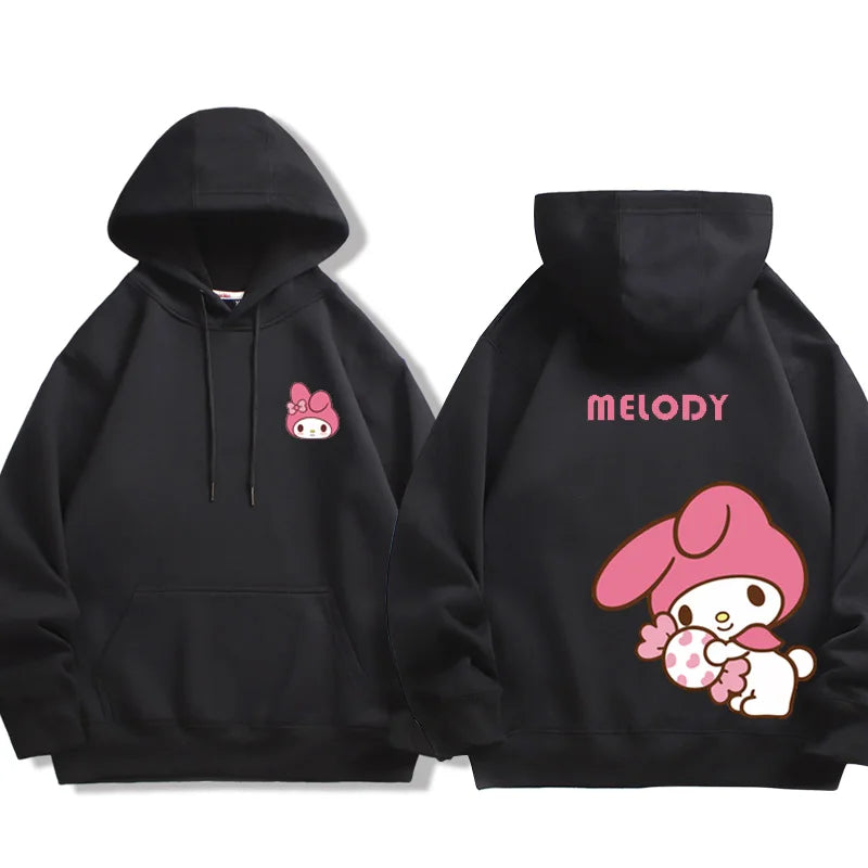 Spring and Autumn Sanrio Couple Sweatshirt Men's and Women's Kuromi Melody Cartoon Anime Hooded Dress Fashion Trend