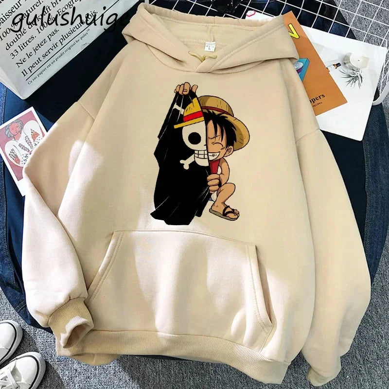 Manga One Piece Gear 5 Hoodie Roronoa Zoro Women Funny Cartoon Luffy Sweatshirts Ullzang Japanese Anime 90s Graphic Sweatshirt