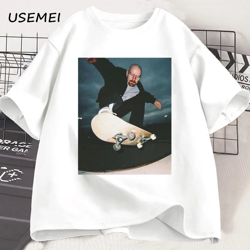 Breaking Bad Heisenberg T-shirts Man Walter White 90s Skate T-Shirt Woman and Man Unisex Graphic Printed T Shirt Cotton Tees