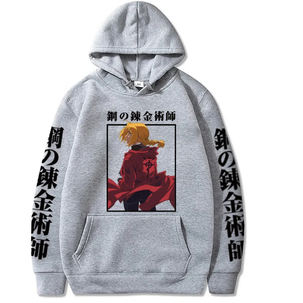 Anime Fullmetal Alchemist Edward Elric Graphic Print Hooded Men Women Aesthetic Hoodies Plus Size Streetwear Harajuku Sweatshirt