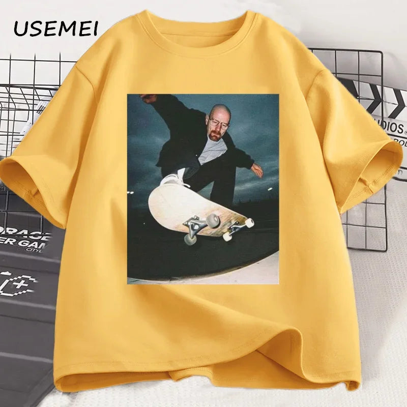 Breaking Bad Heisenberg T-shirts Man Walter White 90s Skate T-Shirt Woman and Man Unisex Graphic Printed T Shirt Cotton Tees