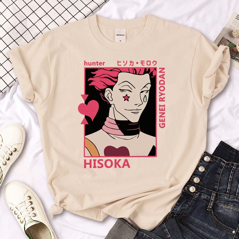 Killua Zoldyck top women summer crew neck tshirt girl manga anime funny clothing