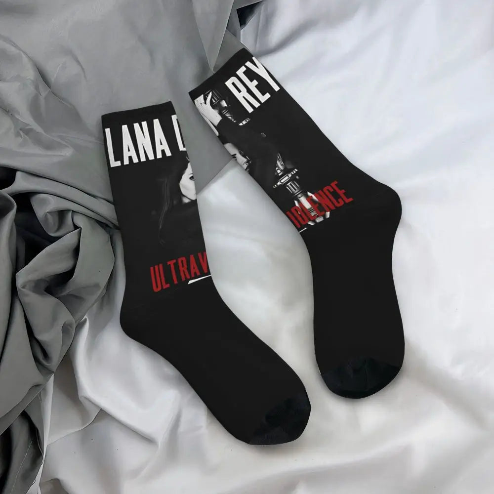 Lana Del Rey Ldr Theme Design Socks Product for Party Wear Breathable Crew Socks