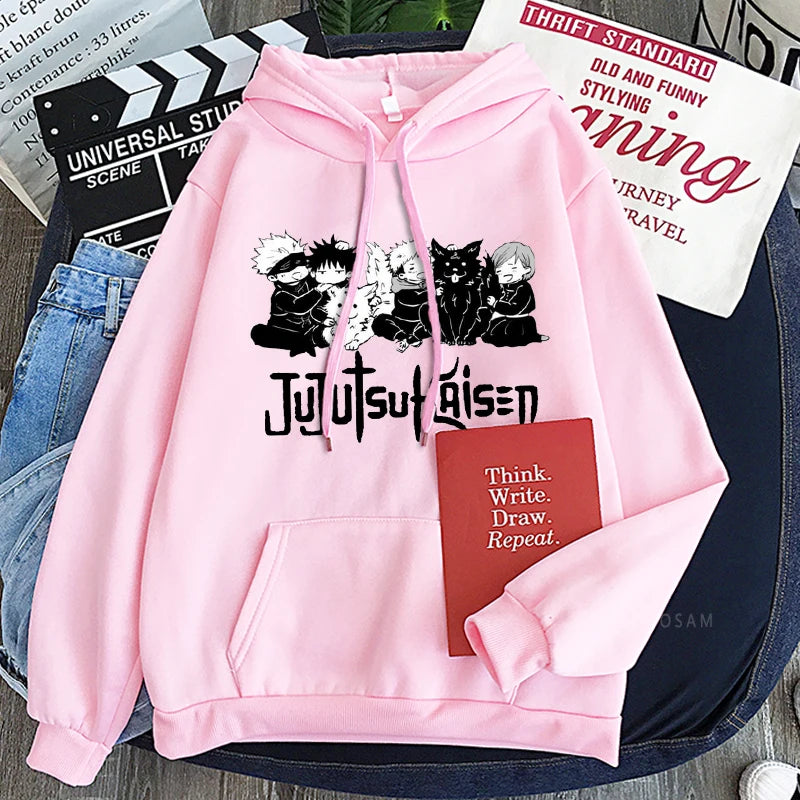 Anime Jujutsu Kaisen Hoodie Kawaii Gojo Satoru Graphic Hoodie Autumn Winter Plus Size Hoodies 2023 Hot Manga Print Sweatshirts