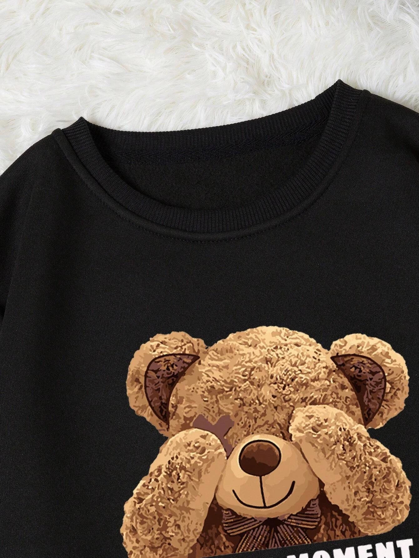 A Little Bear Covering Its Eyes Women Hoodies Harajuku Crewneck Hoodie Fashion Oversize Hoody Casual Comfortable Clothes Female