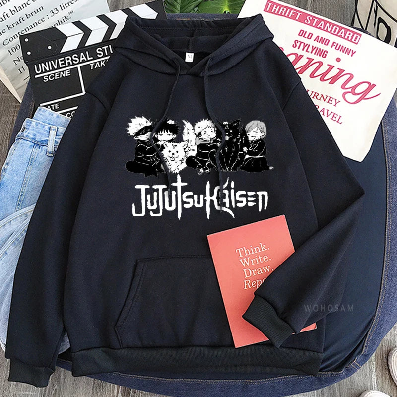 Anime Jujutsu Kaisen Hoodie Kawaii Gojo Satoru Graphic Hoodie Autumn Winter Plus Size Hoodies 2023 Hot Manga Print Sweatshirts