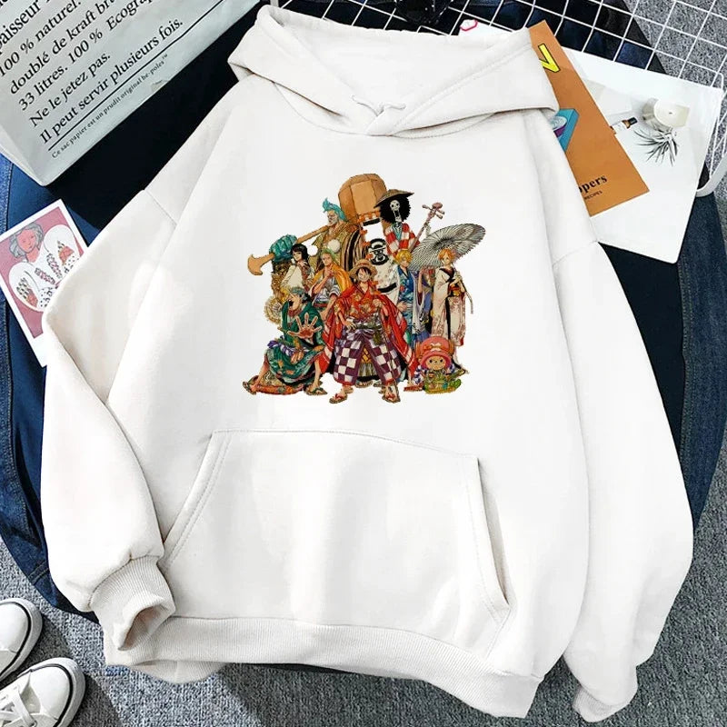 Japanese Anime 90s Graphic Sweatshirt Manga One Piece Gear 5 Hoodie Women Funny Loose Fleece Cartoon Luffy Ullzang Sweatshirts