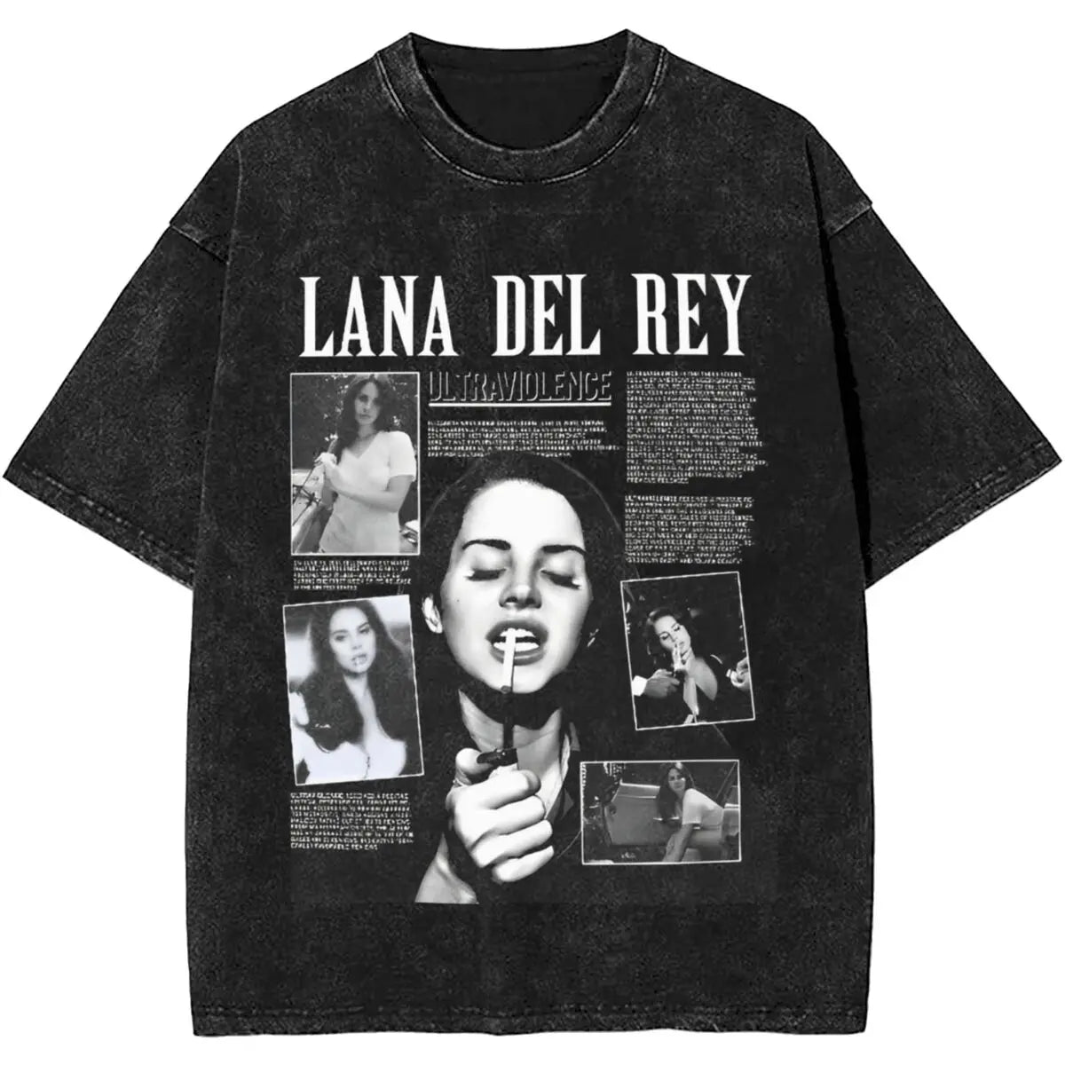 Lana Del Rey Washed T Shirt Mens Vintage Casual T Shirts Summer Crew Neck Trendy Cool Tees Simple Oversized Tops