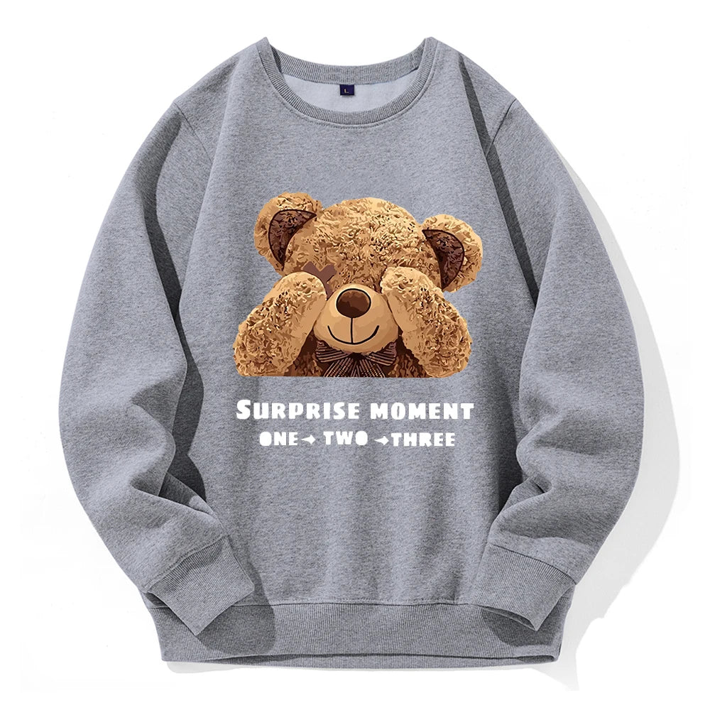 A Little Bear Covering Its Eyes Women Hoodies Harajuku Crewneck Hoodie Fashion Oversize Hoody Casual Comfortable Clothes Female