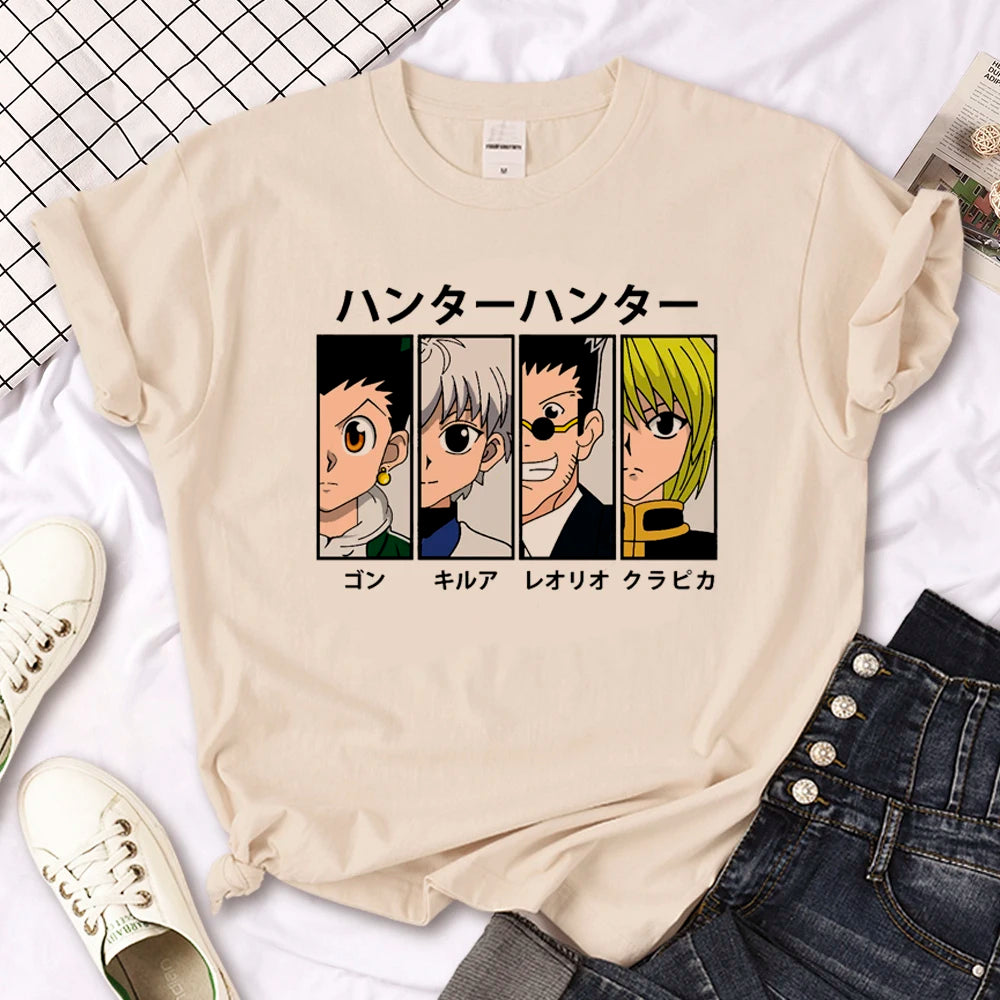 Killua Zoldyck top women summer crew neck tshirt girl manga anime funny clothing