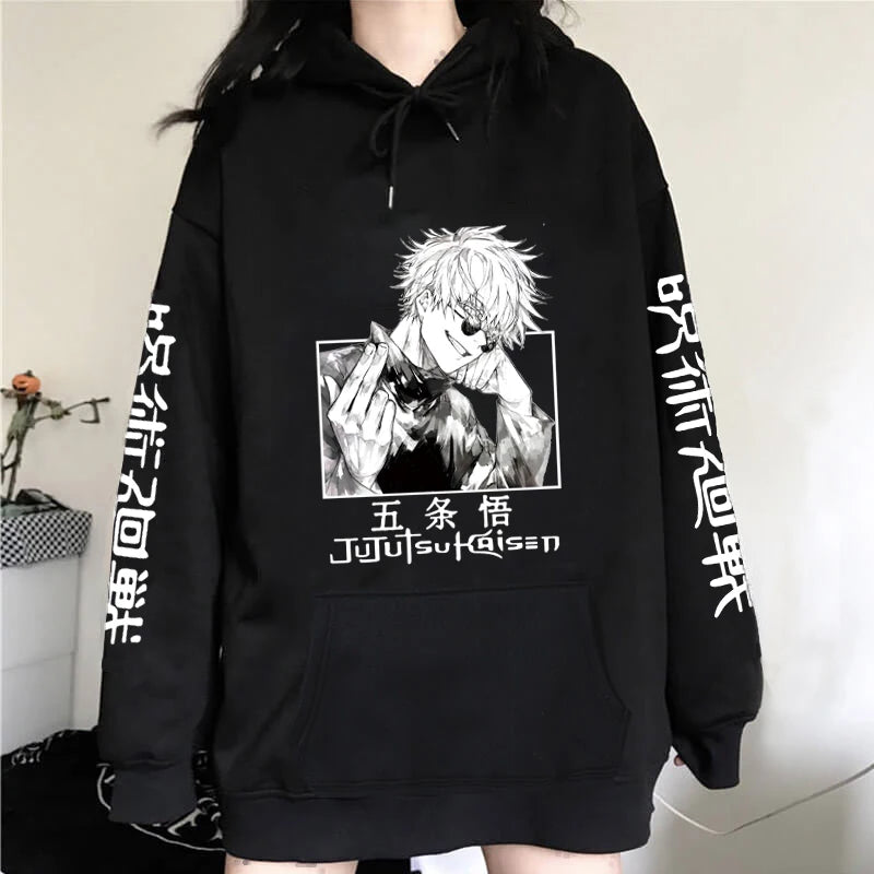 Jujutsu Kaisen Anime Hoodie for Men Women Gojou Satoru Print Hooded Pullovers Harajuku Manga Sweatshirts Fleece Autumn Winter