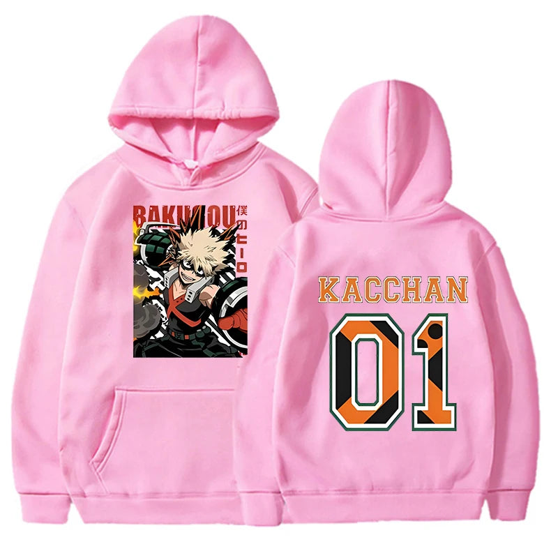 New Women Men Autumn And Winter Hoodies Anime Bakugou Katsuki Printed Hoodie Street Outdoor Hooded Hip Hop Sweatshirt