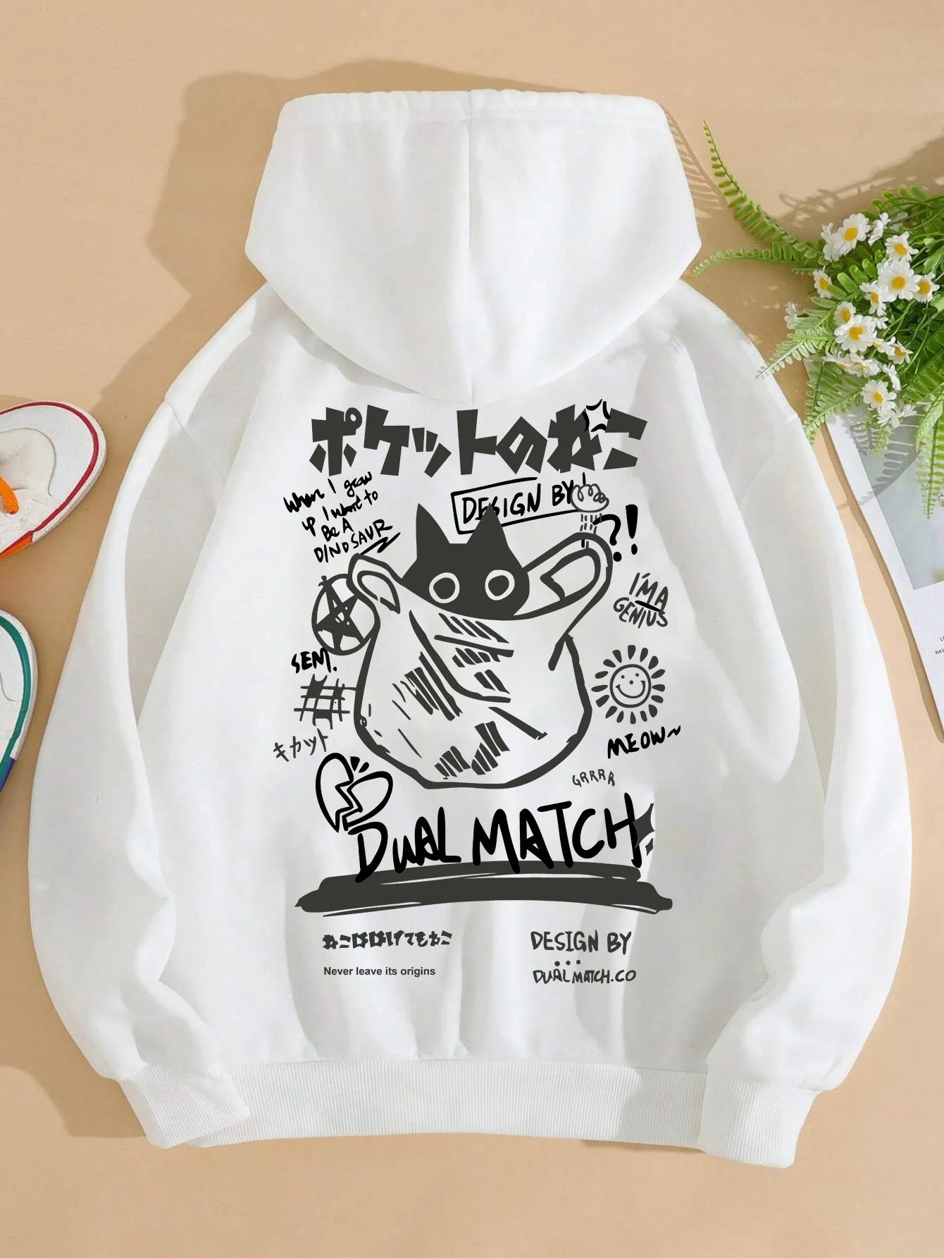 Y2K Womens Cartoon Hoodies Summer Harajuku Kawaii Cat Printed Pullovers Tops Couple Streetwear Pocket Loose Sweatshirt Clothes