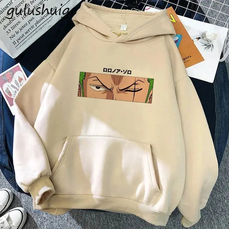 Manga One Piece Gear 5 Hoodie Roronoa Zoro Women Funny Cartoon Luffy Sweatshirts Ullzang Japanese Anime 90s Graphic Sweatshirt