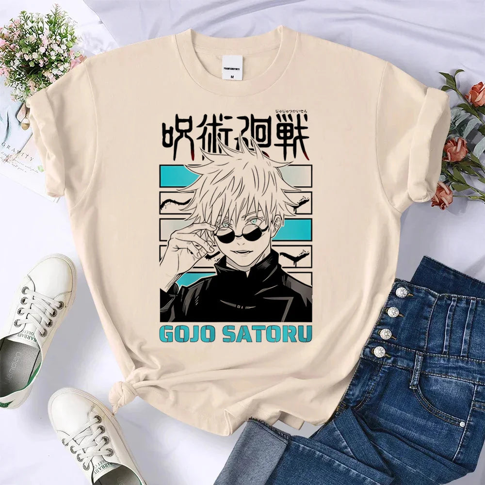 Gojo Satoru t-shirt Colorful kawaii Breathable Trendy women Psychedelic top tees kawaii anime Breathable University Grunge