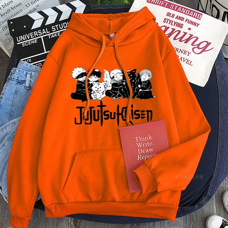 Anime Jujutsu Kaisen Hoodie Kawaii Gojo Satoru Graphic Hoodie Autumn Winter Plus Size Hoodies 2023 Hot Manga Print Sweatshirts