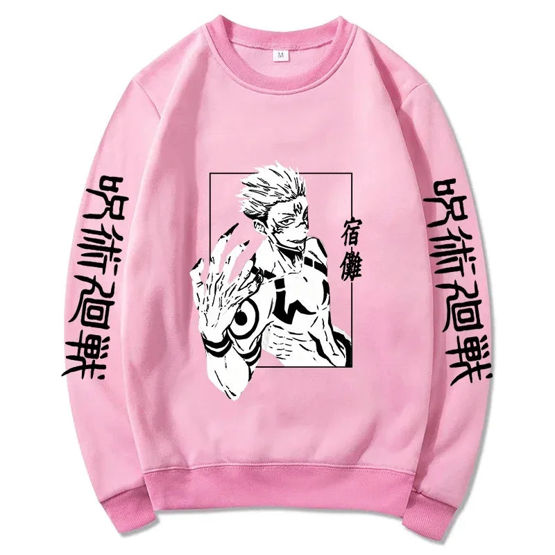 Autumn Men Anime Jujutsu Kaisen Casual Sweatshirts Men/Women Round Neck Gojou Satoru Printed Solid Hoodie Hip Hop Pullover