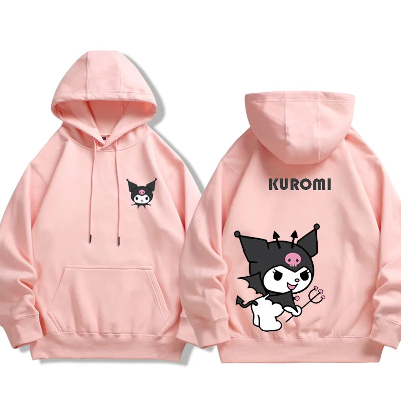 Spring and Autumn Sanrio Couple Sweatshirt Men's and Women's Kuromi Melody Cartoon Anime Hooded Dress Fashion Trend