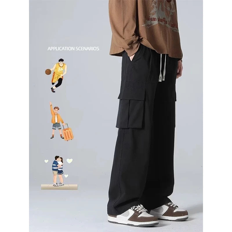 Pants men's workwear pants trendy brand men's spring and autumn new style high arcade functional pants loose straight leg casual