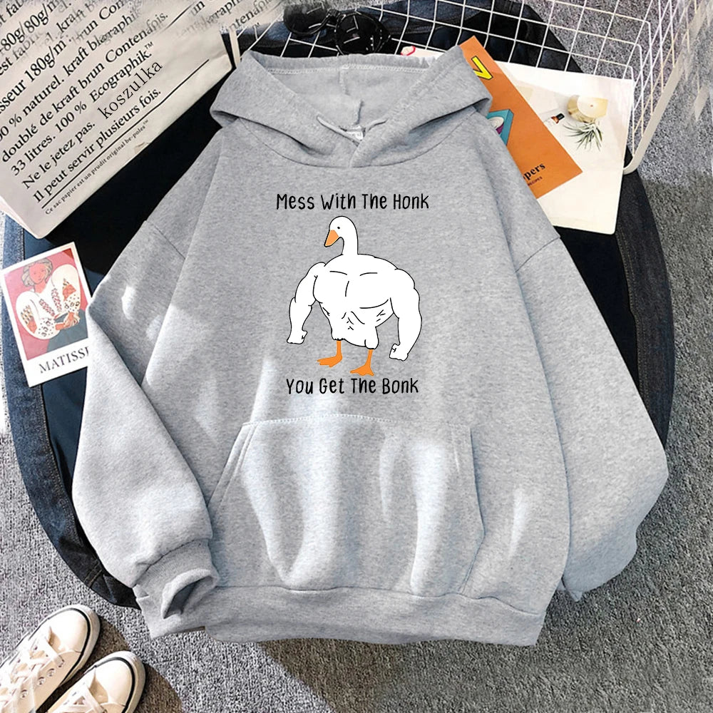 You Get The Bonk Humor Hoodies Graphic Sweatshirts Male Hoodie Cartoon Murder Goose Kawaii Harajuku Oversized Men Aesthetic Tops