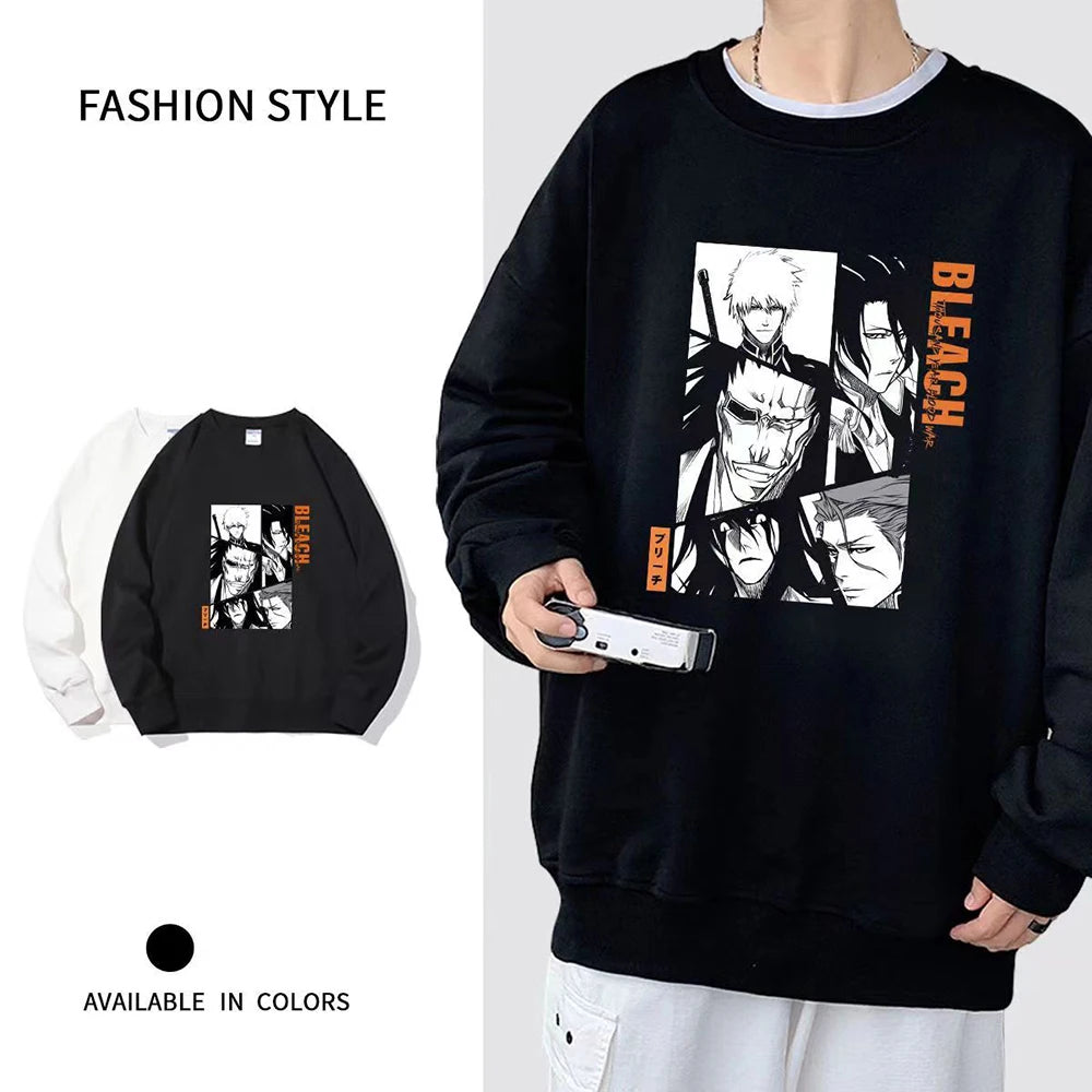 Bleach Anime Sweatshirts Manga Graphic Winter Oversized Men Pullover Tracksuit Women Long Sleeve Top Streetwear Couple Clothes