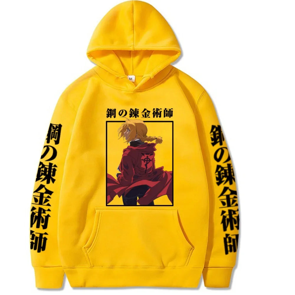 Anime Fullmetal Alchemist Edward Elric Graphic Print Hooded Men Women Aesthetic Hoodies Plus Size Streetwear Harajuku Sweatshirt