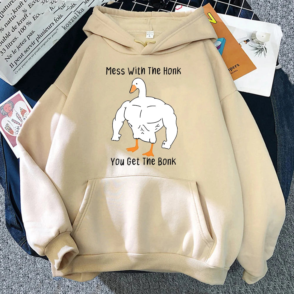 You Get The Bonk Humor Hoodies Graphic Sweatshirts Male Hoodie Cartoon Murder Goose Kawaii Harajuku Oversized Men Aesthetic Tops