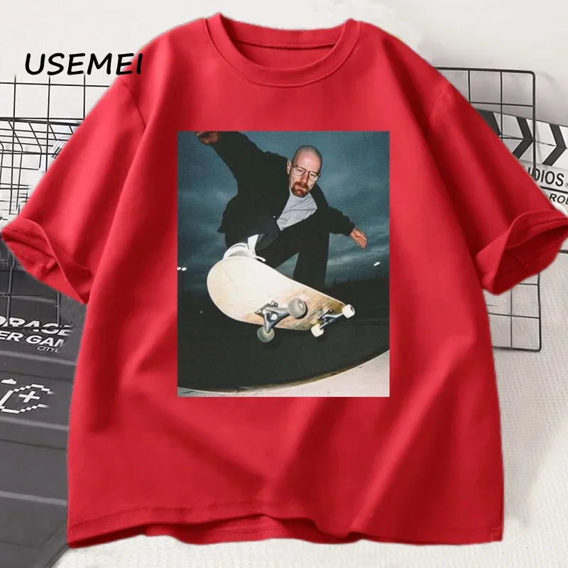 Breaking Bad Heisenberg T-shirts Man Walter White 90s Skate T-Shirt Woman and Man Unisex Graphic Printed T Shirt Cotton Tees