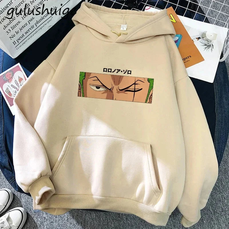 Manga One Piece Gear 5 Hoodie Roronoa Zoro Women Funny Cartoon Luffy Sweatshirts Ullzang Japanese Anime 90s Graphic Sweatshirt