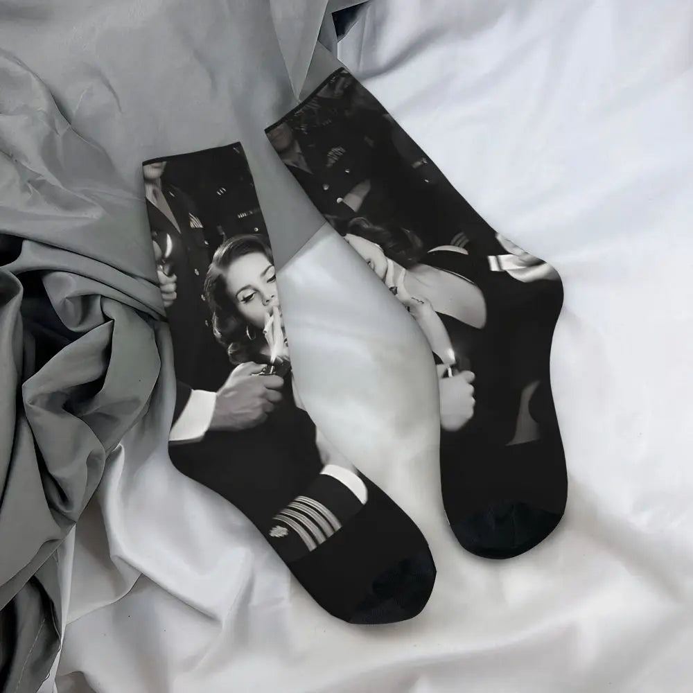 Lana Del Rey Ldr Theme Design Socks Product for Party Wear Breathable Crew Socks