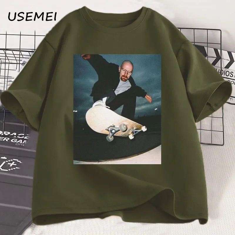 Breaking Bad Heisenberg T-shirts Man Walter White 90s Skate T-Shirt Woman and Man Unisex Graphic Printed T Shirt Cotton Tees