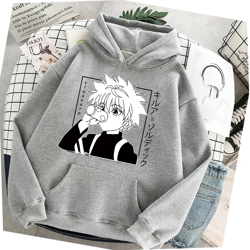 Japanese Anime Hoodies Hunter X Hunter Men Women Pullovers Hoodies Sweatshirts Killua Zoldyck Hisoka 90s Hoody Tops Mens Hoodies