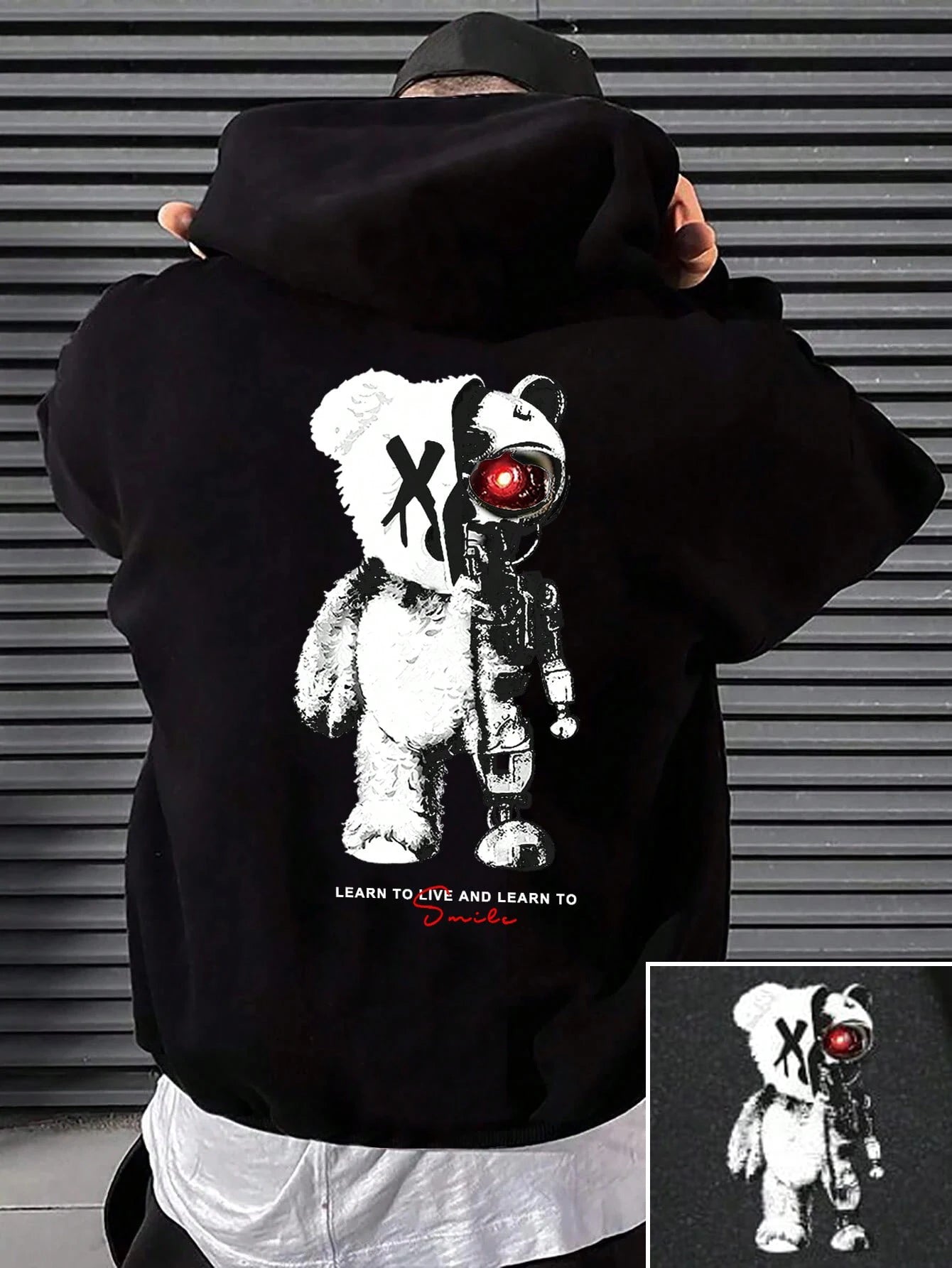 Cartoon Machine Bear Print Pullovers Men Cartoons Creative Hoodie Oversize Fashion Clothing All-Match Autumn Winter Male Hoody