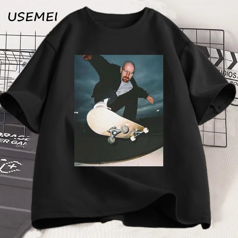 Breaking Bad Heisenberg T-shirts Man Walter White 90s Skate T-Shirt Woman and Man Unisex Graphic Printed T Shirt Cotton Tees