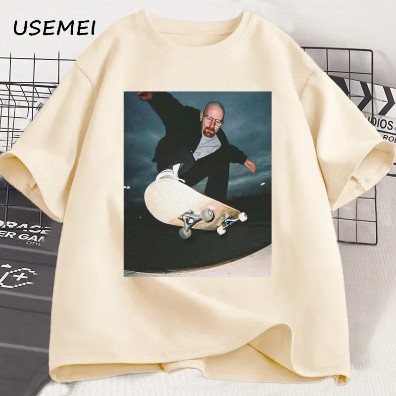 Breaking Bad Heisenberg T-shirts Man Walter White 90s Skate T-Shirt Woman and Man Unisex Graphic Printed T Shirt Cotton Tees