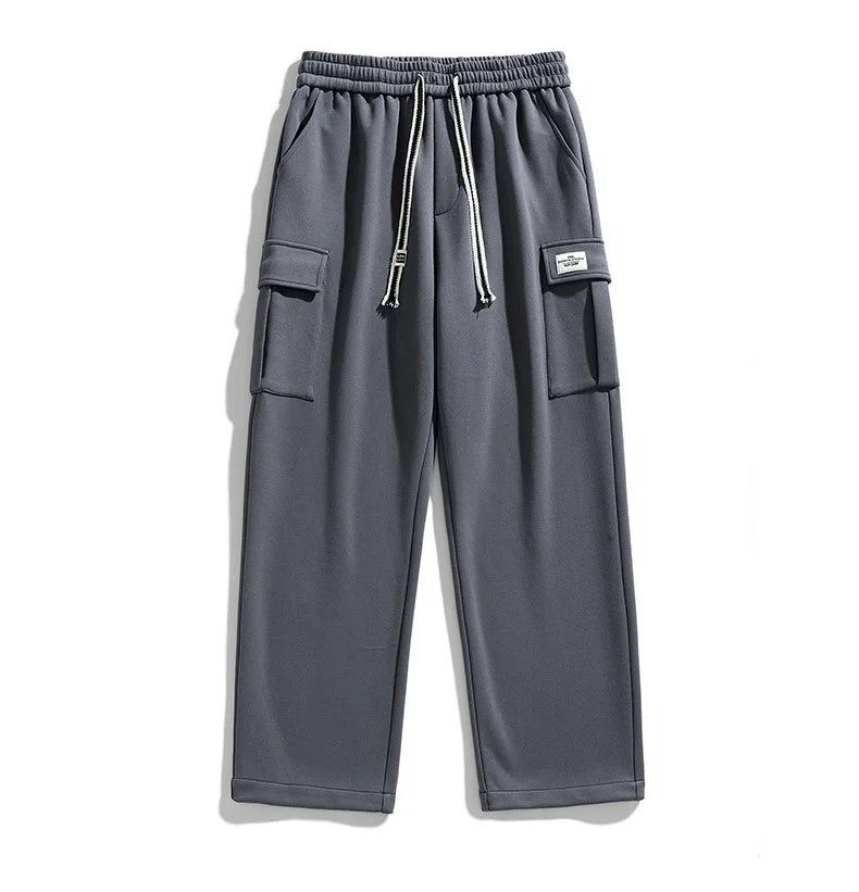 Spring Autumn Multi-Pockets Sweatpants Men Oversized Sportswear Casual Track Pants Plus Size Loose Straight Baggy Trousers Y2k