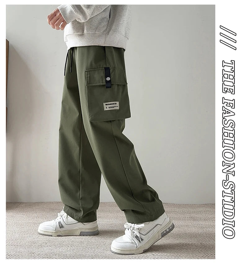 M-8XL Men's Cargo Pants Plus Size Autumn Winter Loose Straight Multi-pocket Joggers Big Size Casual Plus Velvet Warm Sweatpants