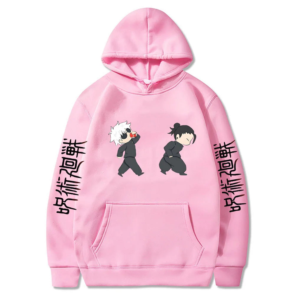 Jujutsu Kaisen Anime Hoodies Cartoon Satoru Gojo Cute Print Men Women Pullovers Autumn Winter Casual Plus Size Sweatshirts