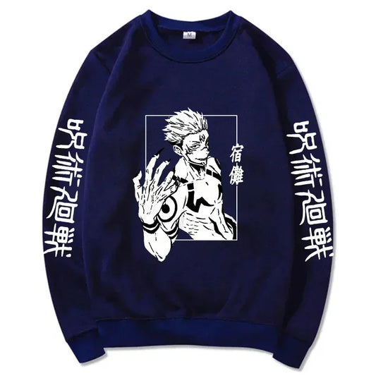 Autumn Men Anime Jujutsu Kaisen Casual Sweatshirts Men/Women Round Neck Gojou Satoru Printed Solid Hoodie Hip Hop Pullover