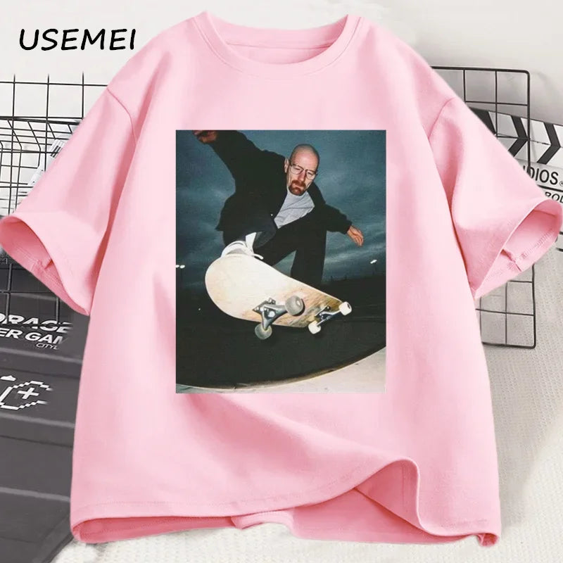 Breaking Bad Heisenberg T-shirts Man Walter White 90s Skate T-Shirt Woman and Man Unisex Graphic Printed T Shirt Cotton Tees